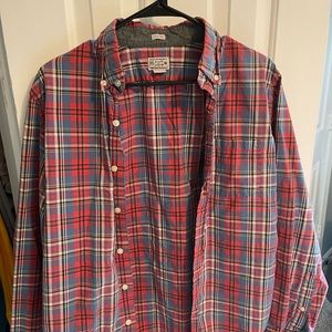 Long-Sleeve Medium J. Crew Button-Down Pink and Blue Plaid